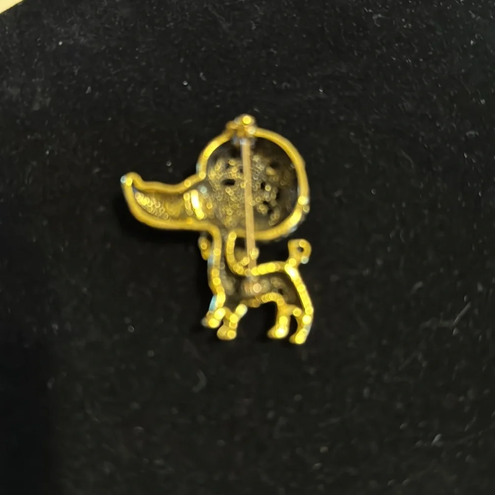 Vintage gold tone poodle brooch with crystals